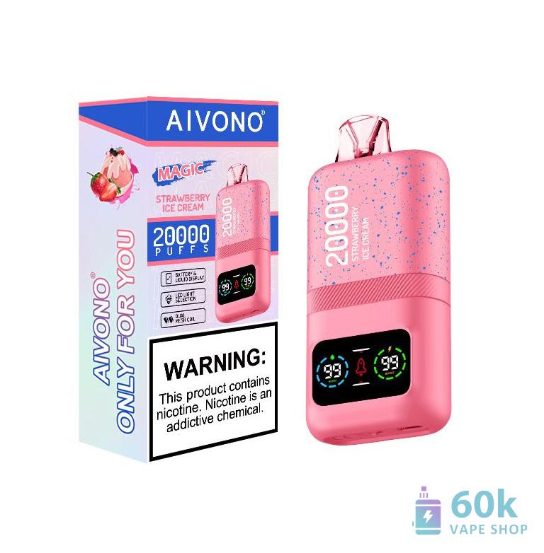 Aivono エイムマジック 20000 使い捨てベイプ - 20,000パフ、充電式、LEDディスプレイ