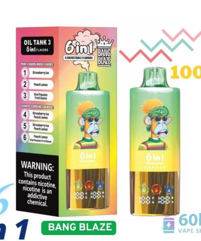 Bang Blaze 100K ühekordselt kasutatav Vape - 100000 Puffs, kolmekordne paak ja 6 maitset