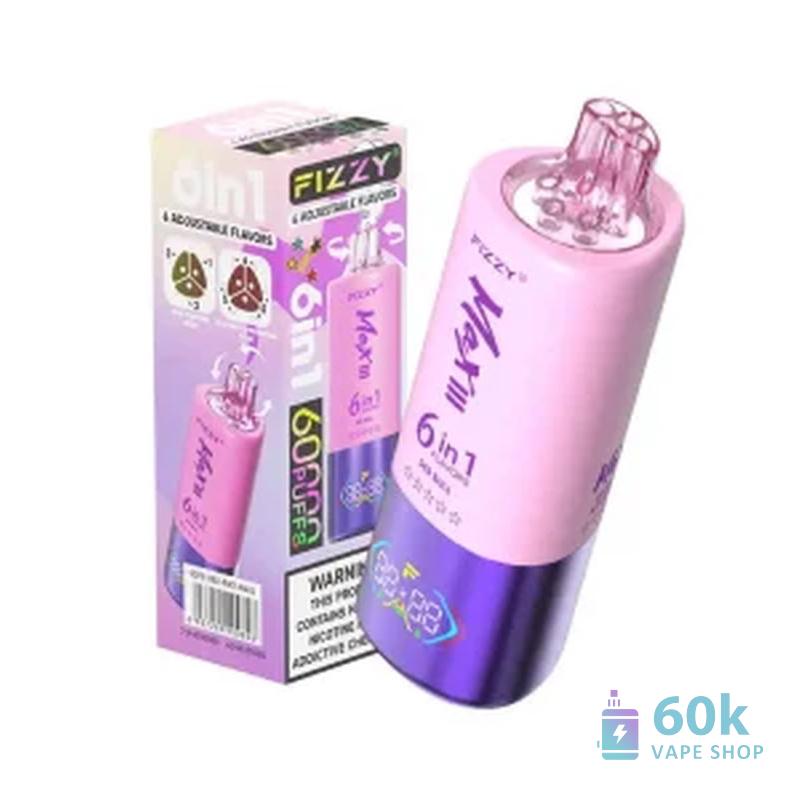 Fizzy 60000 Puffs 6-in-1 Disposable Vape Kit: 60ml, Mesh Coil, Type-C