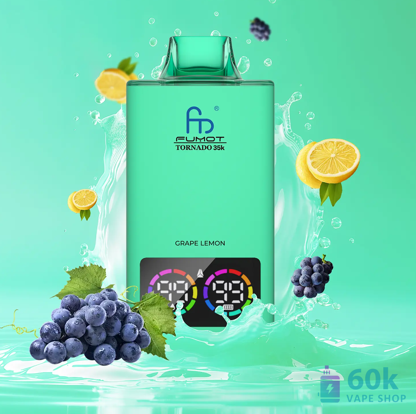 Fumot Tornado 35000 Puffs Disposable Vape with 39 Flavors & LED Display - Vaizdas 3