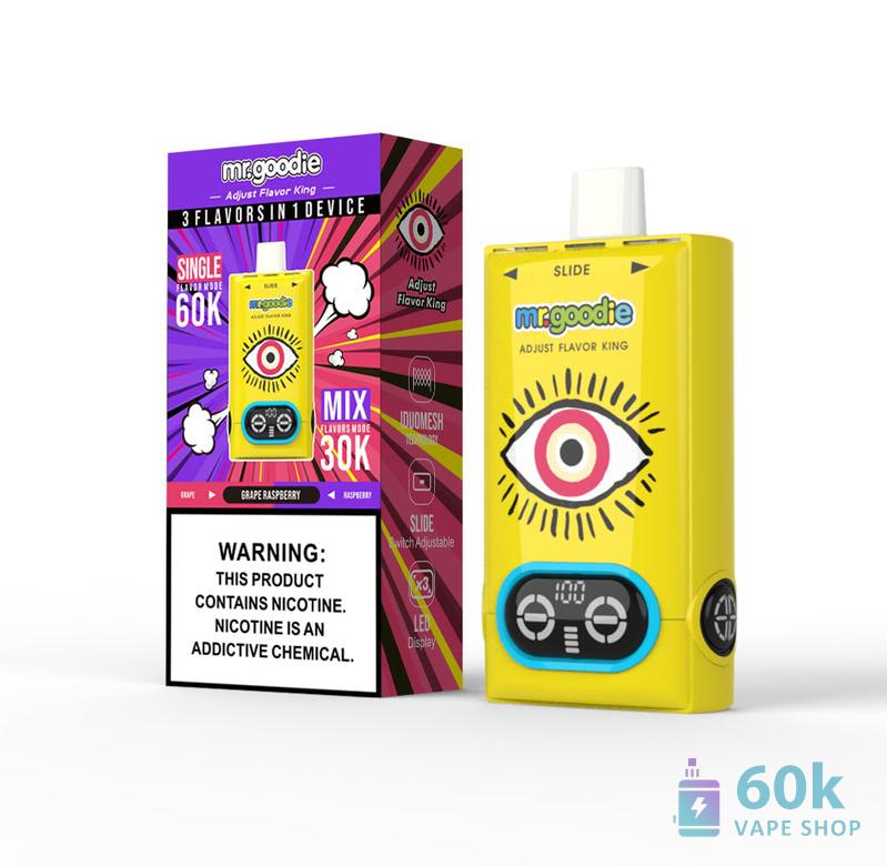 Mr. Goodie Adjust Flavor King: Vape descartável de 60.000 baforadas com sabor triplo