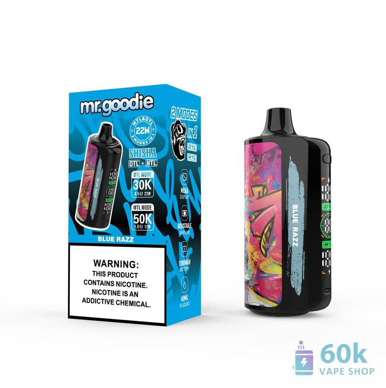 Дворежимний одноразовий вейп Mr. Goodie SHISHA - 50 тис. затяжок, регульований потік повітря