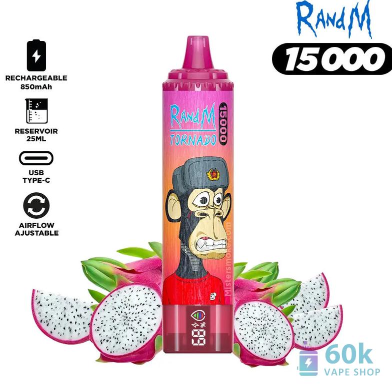 RandM Tornado 15000 Disposable Vape - 15K Puffs, Rechargeable, LED Display - Image 5