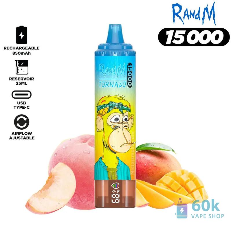 RandM Tornado 15000 Disposable Vape - 15K Puffs, Rechargeable, LED Display - Image 3