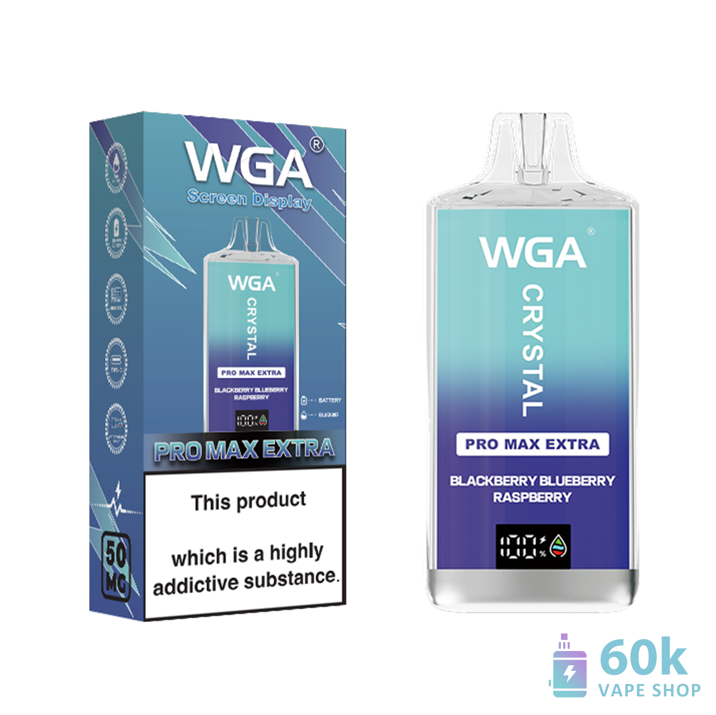 Wga Crystal Pro Max Extra 15000 Rechargeable Disposable Vape - High Puff Count - Image 3