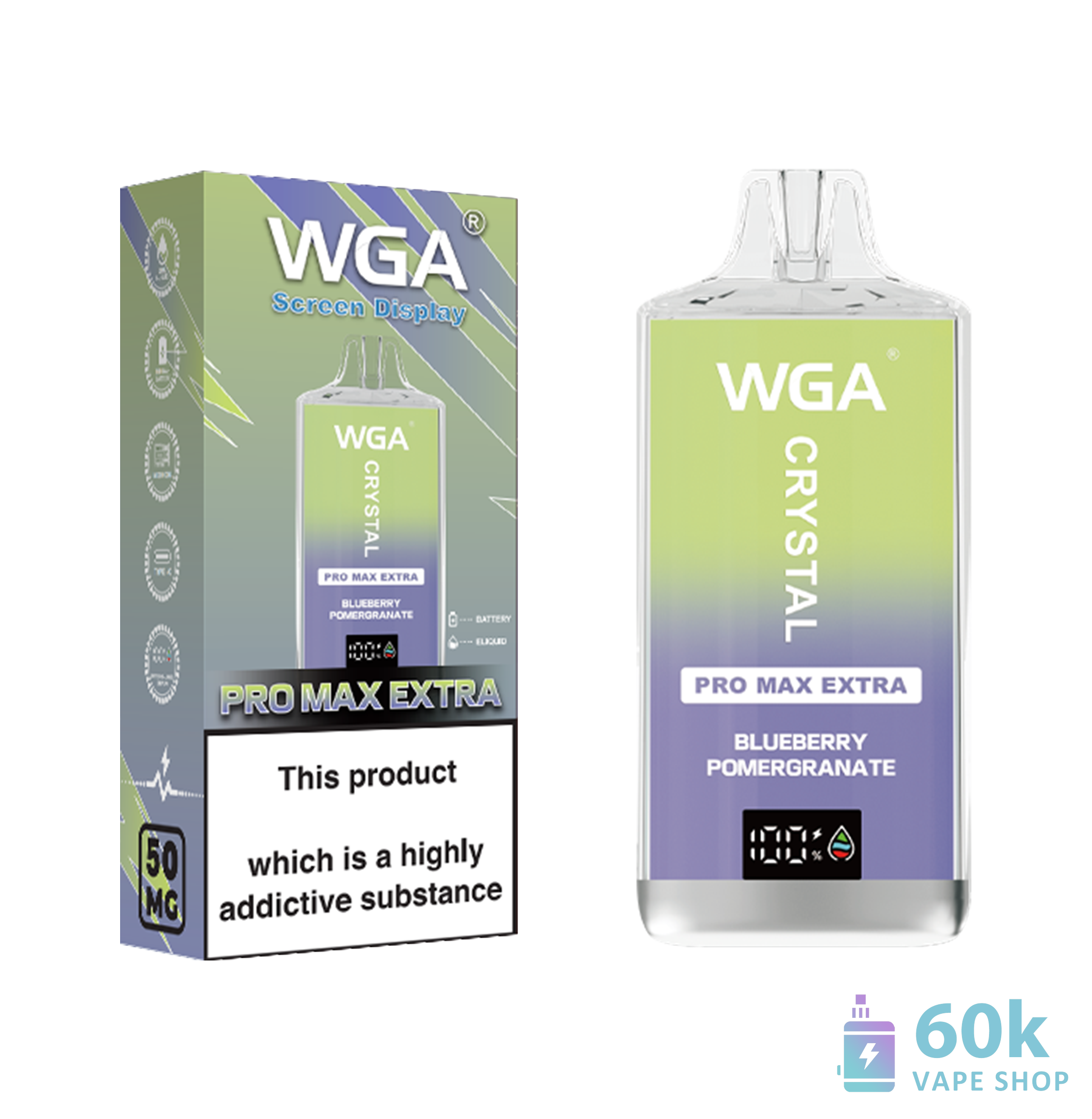 Wga Crystal Pro Max Extra 15000 Rechargeable Disposable Vape - High Puff Count