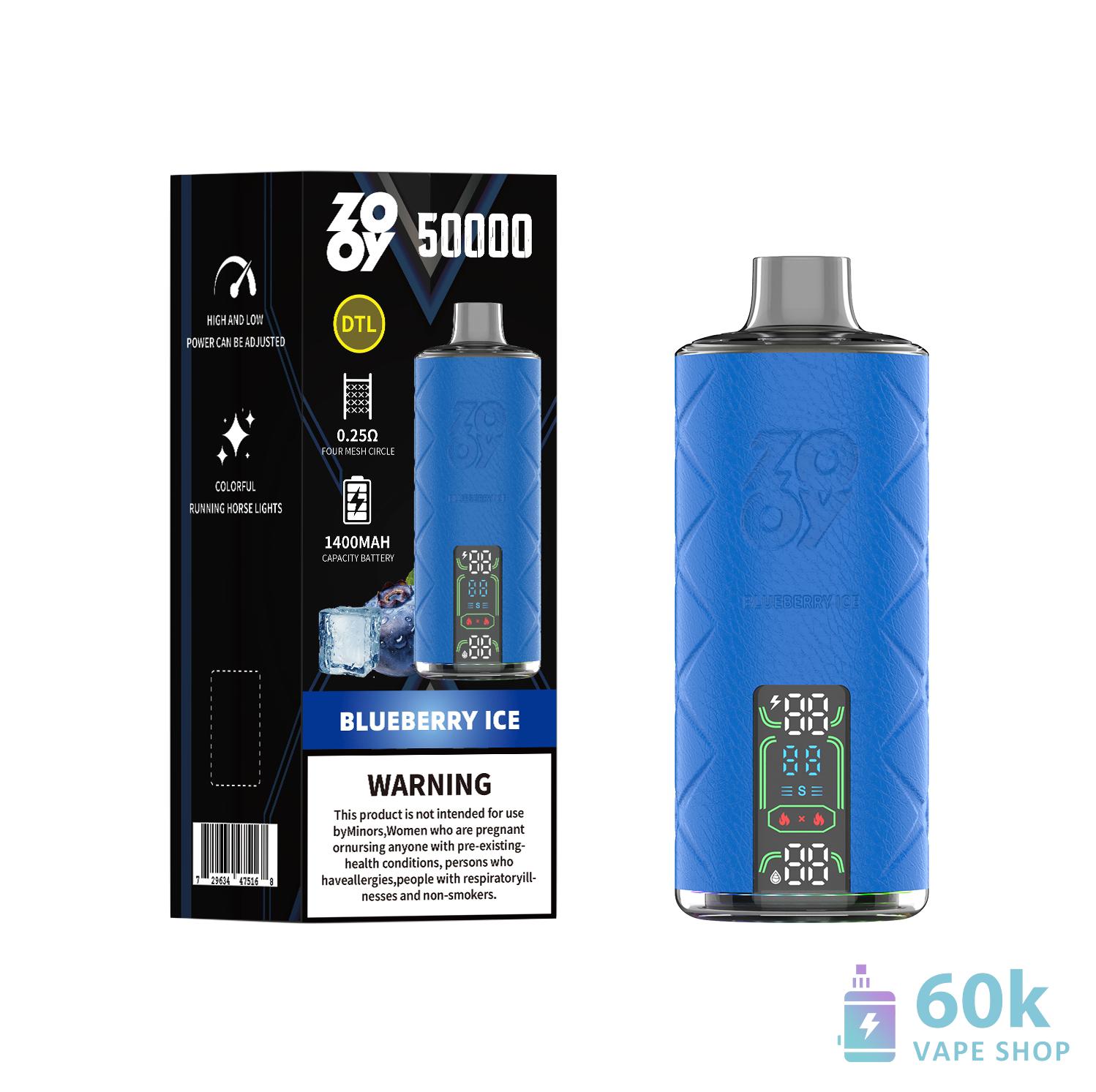 Zooy Shisha 50000 Puffs Disposable Vape - Rechargeable 14,000mAh with Smart Display