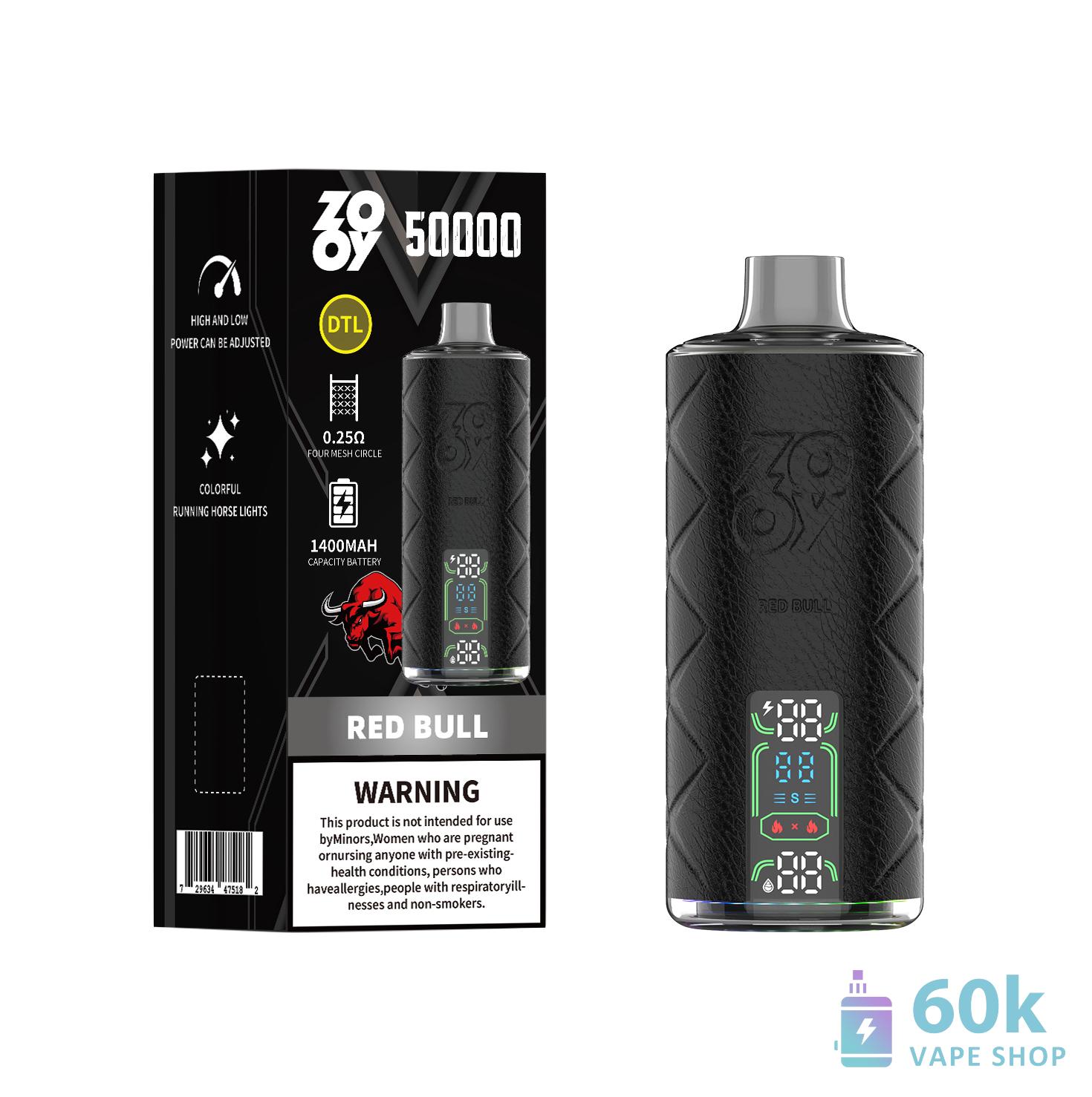 Zooy Shisha 50000 Puffs Disposable Vape - Rechargeable 14,000mAh with Smart Display - Image 3