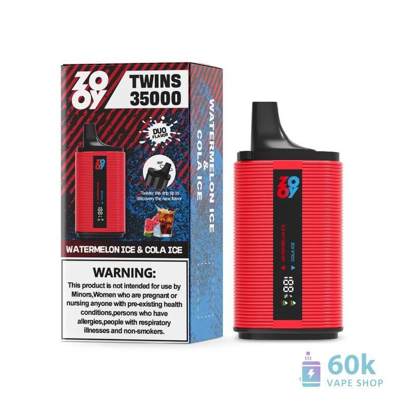 Zooy Twins 35000 ühekordselt kasutatav Vape - Dual Flavor, 35K Puffs, laetav
